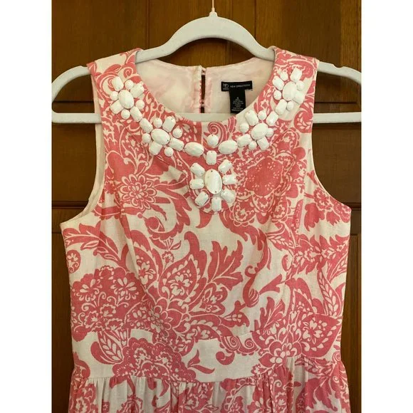 New Directions Dress Women Size 4 Pink Sleeveless Linen Knee‎ Skimming Weddings - Picture 3 of 14